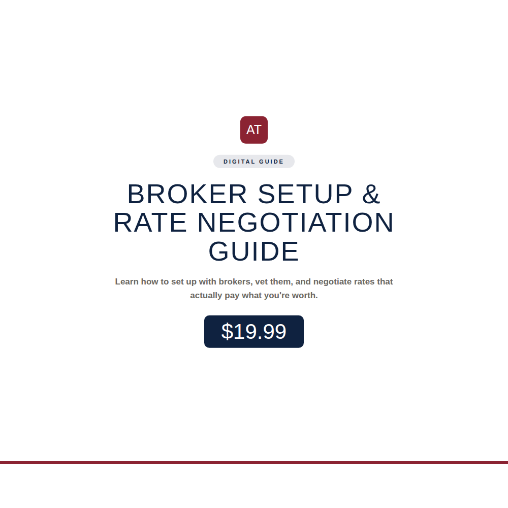Cover of the Broker Setup and Rate Negotiation Guide by American Truckers LLC, $19.99