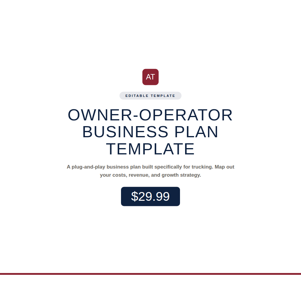 Cover of the Owner-Operator Business Plan Template by American Truckers LLC, $29.99